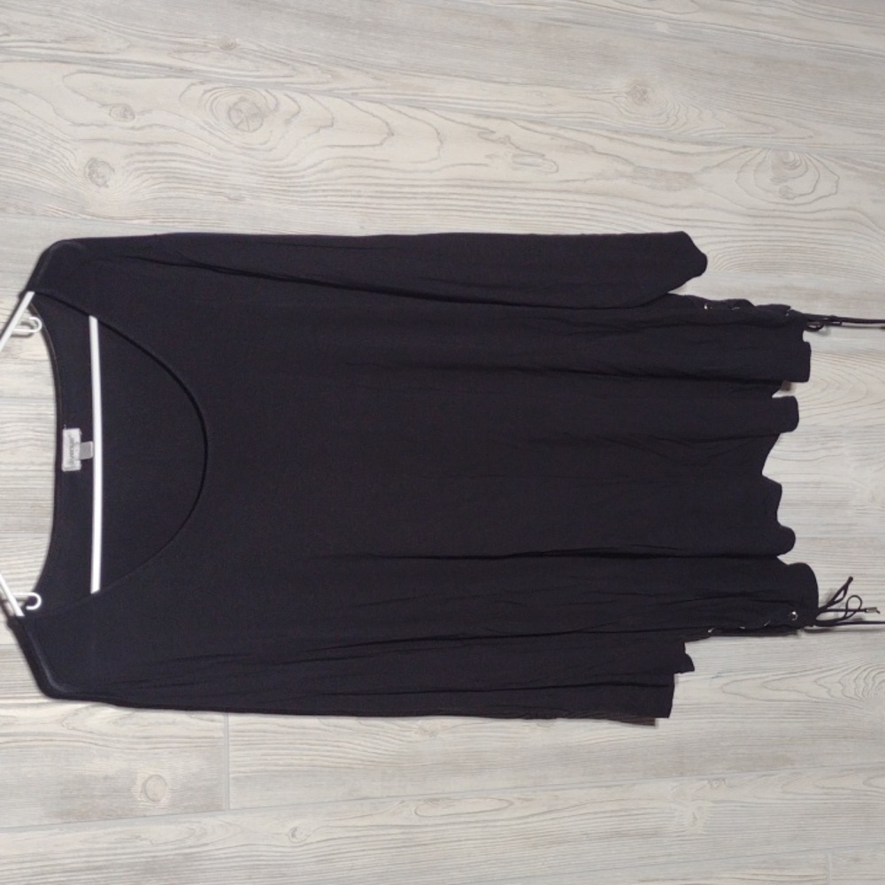 Avenue Long Black Tunic W/ Side Lace-Up Detail